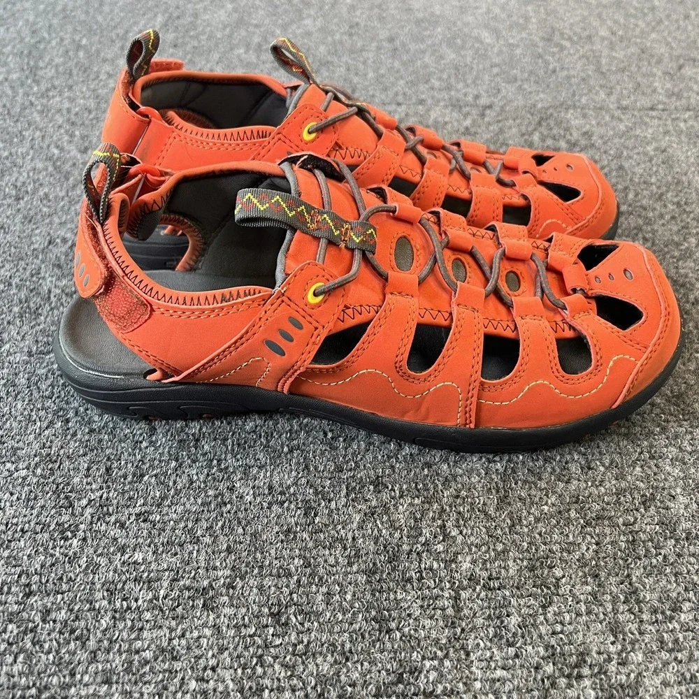 LL‎ Bean Sandals Youth Size 6 Orange Hiking Water Shoes Fisherman Slingback
